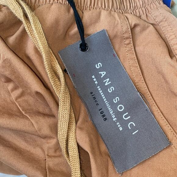 New Sans Souci $112 Clay Brown Elastic Waist Cargo Crop Small - Picture 7 of 14